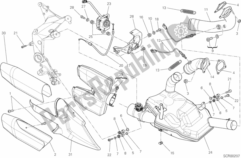 Wszystkie części do System Wydechowy Ducati Multistrada 1200 S GT USA 2014